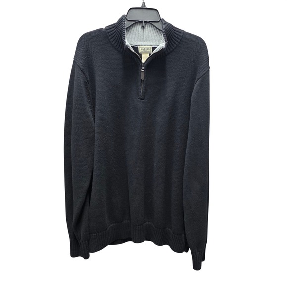 L.L. Bean Other - LL Bean Mens XL Navy Blue 100% Cotton Quarter Zip Pullover Sweater 287736